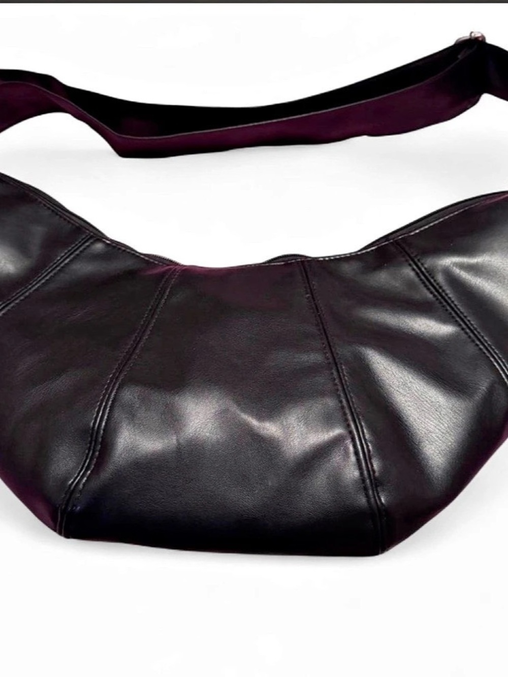 American Eagle Black Crescent Hobo Shoulder Bag, Black & Purple